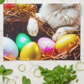 イースターバニーバスケット&エッグ キッチンタオル (折り畳み)