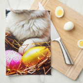 イースターバニーバスケット&エッグ キッチンタオル (四つ折り)