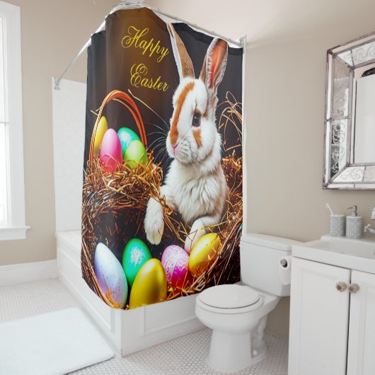 イースターバニーバスケット&エッグ シャワーカーテン (インサイチュ)