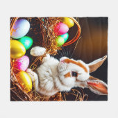 イースターバニーバスケット&エッグ フリースブランケット (正面(横))