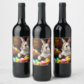 イースターバニーバスケット&エッグ ワインラベル (ボトル)