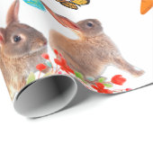 イースターバニーバタフライとニンジン休日 ラッピングペーパー (ロールコーナー)