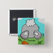 イースターバニーバムかわいいパーソナライズされたウサギ 缶バッジ (正面&裏面)