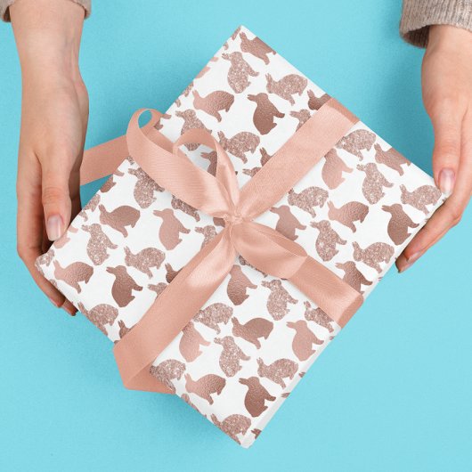 イースターバニーバラゴールドフォイルグリッター写真 ラッピングペーパー