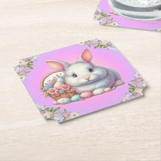 イースターバニーパかわいらしステル ペーパーコースター (アングル)
