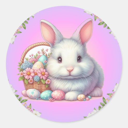 イースターバニーパかわいらしステル ラウンドシール (正面)
