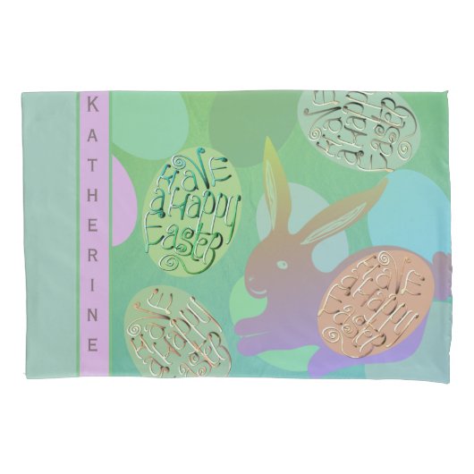 イースターバニーパステルエッグズピラロケース 枕カバー (正面左)