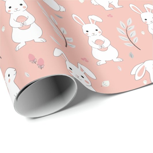 イースターバニーパステルピンクラッピング紙 ラッピングペーパー (ロールコーナー)