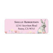 イースターバニーパステルピンク住所 シール (正面)