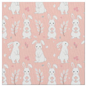 イースターバニーパステルピンク生地 ファブリック (クローズアップ)