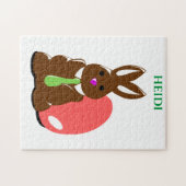 イースターバニーパズルパーソナライズされたの名前。 ジグソーパズル (横)