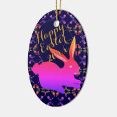 イースターバニーパターン(の模様が)あるバラ卵オーナメント セラミックオーナメント (左)