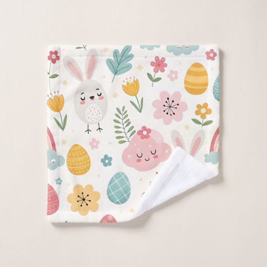 イースターバニーパターン ウォッシュタオル (ウォッシュタオル)