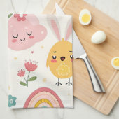 イースターバニーパターン キッチンタオル (四つ折り)