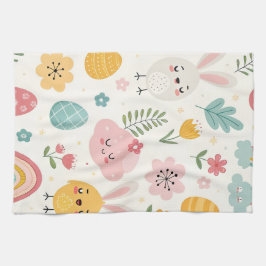 イースターバニーパターン キッチンタオル