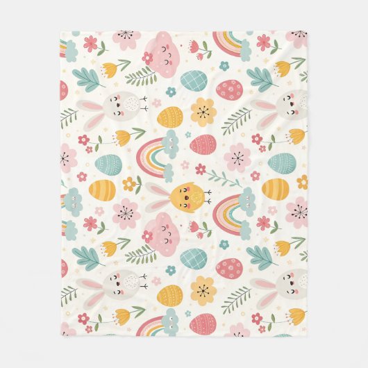 イースターバニーパターン フリースブランケット (正面)