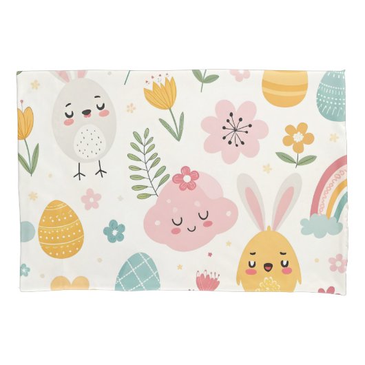 イースターバニーパターン 枕カバー (正面)
