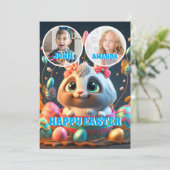イースターバニーパーソナライズされたラビットキッズ写真 シーズンカード (スタンド正面)