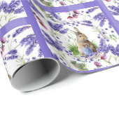 イースターバニーパープルフラワーウォーター色 ラッピングペーパー (ロールコーナー)