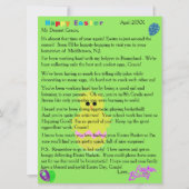 イースターバニーピンクの雛の卵からの手紙 シーズンカード (正面)