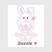 イースターバニーピンクチューリップパーソナライズされた名祝日 シール (シート)