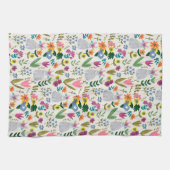 イースターバニーピンク&グリーンかわいい春フローラエプロン キッチンタオル (横)