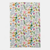 イースターバニーピンク&グリーンかわいい春フローラエプロン キッチンタオル (縦)