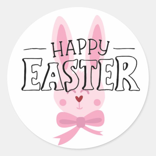 イースターバニーピンク ラウンドシール (正面)