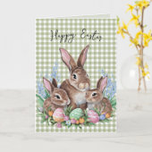 イースターバニーファミリーオンジンガム カード (黄色い花)