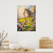 イースターバニーフラワーコテージガーデンポスター ポスター (キッチン)