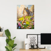 イースターバニーフラワーコテージガーデンポスター ポスター (ホームオフィス)