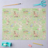 イースターバニーフローラバタフライミントグリーンデコップページ 薄葉紙 (クラフト)