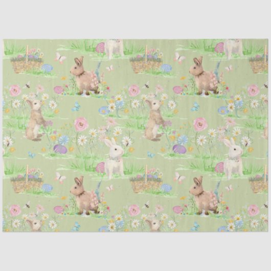 イースターバニーフローラバタフライミントグリーンデコップページ 薄葉紙 (正面)