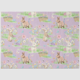 イースターバニーフローラバタフライラベンダーデクページ 薄葉紙