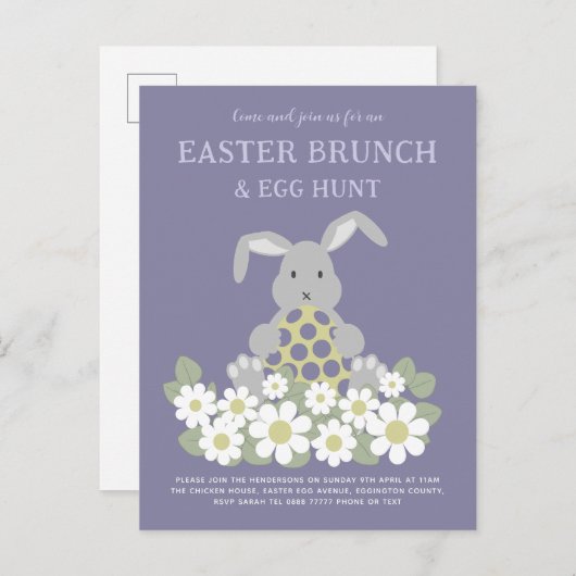 イースターバニーフローラ卵狩りとブランチ インビテーションポストカード (正面/裏面)
