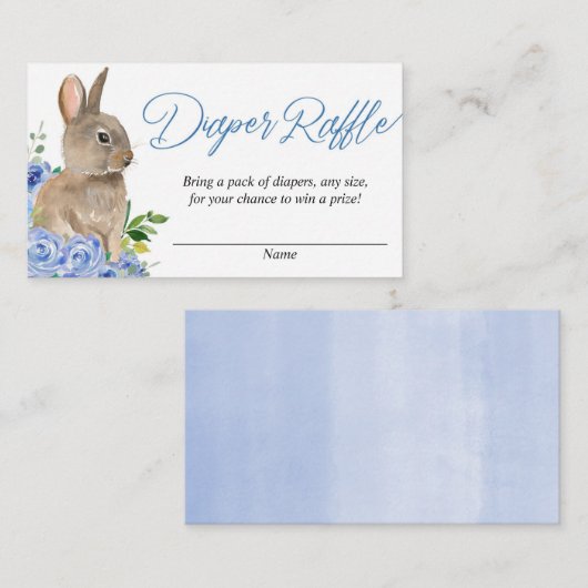 イースターバニーブルーフローラおむつラッフルカード エンクロージャーカード (正面/裏面)