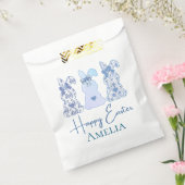 イースターバニーブルーフローラボウコケットパーソナライズされた フェイバーバッグ (封をした状態)