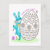 イースターバニーブルーラビットカラーリングページポストカード ポストカード (正面)