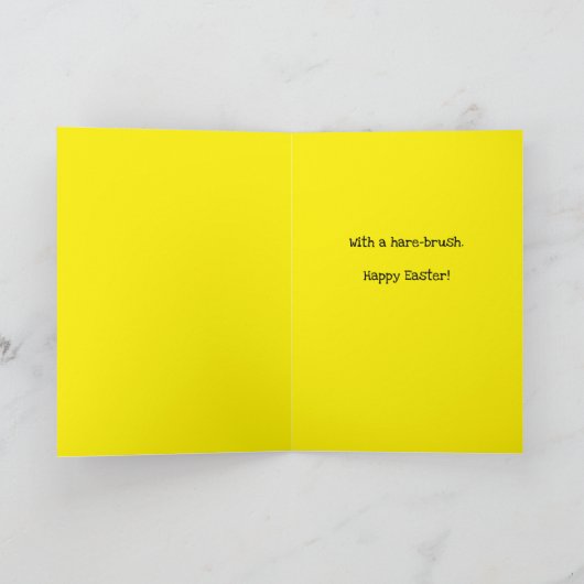 イースターバニーヘアブラシおもしろいリドル子供へカード カード (内部)