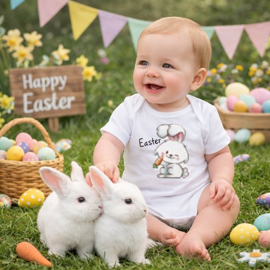 イースターバニーベビーボディスーツ ベビーボディスーツ