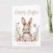 イースターバニーベージュフラワーズホリデーカード シーズンカード (正面)
