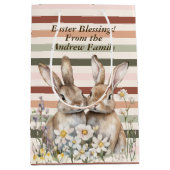 イースターバニーボホウォーターパーソナライズされたカラー ミディアムペーパーバッグ (正面)