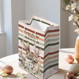 イースターバニーボホウォーターパーソナライズされたカラー ミディアムペーパーバッグ