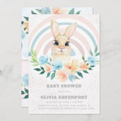 イースターバニーボホレインボーガールベビーシャワー 招待状 (正面/裏面)