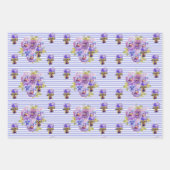 イースターバニーポピーバラパープルシャビー ラッピングペーパーシート (正面2)