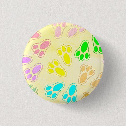 イースターバニーポープリントパターンヴィンテージスタイル 缶バッジ (正面)