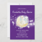イースターバニームーンスターパープルガール赤ちゃんシャワー 招待状 (正面)