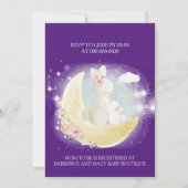 イースターバニームーンスターパープルガール赤ちゃんシャワー 招待状 (裏面)