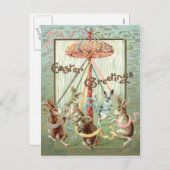 イースターバニーメイポールダンスリボン シーズンポストカード (正面/裏面)