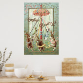 イースターバニーメイポールダンスリボン ポスター (キッチン)